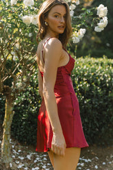 Well Versed Pleated Mini Dress Wine